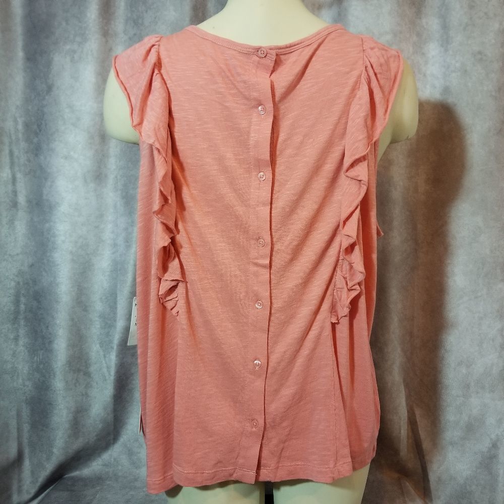 Caslon Salmon Pink Ruffle‎ Sleeve Tank Size XL - Picture 3 of 5